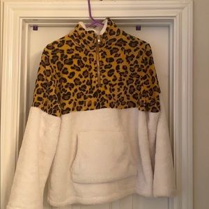 Leopard and Cream Sherpa Pullover